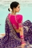 Blue Pure georgette zari embroidered wedding saree with double blouse 8012